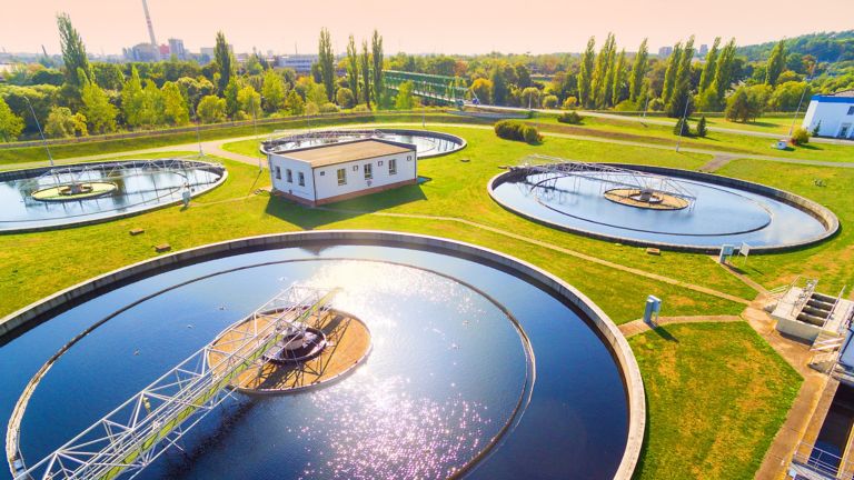 aerial view of water plant